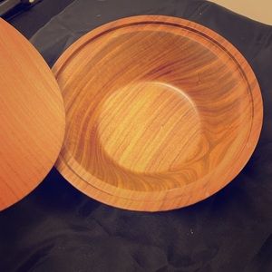 Wood Serving Dish With Lid & Spoon